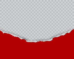Red Ripped Paper On Transparent Background. Frame. Vector Illustration