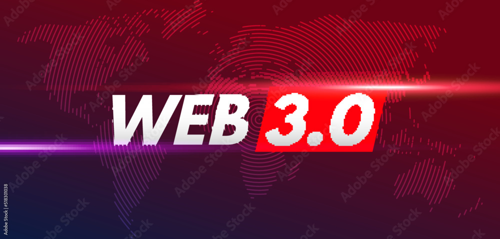 Poster web 3 world technology digital background. web3 planet future internet new version blockchain metave