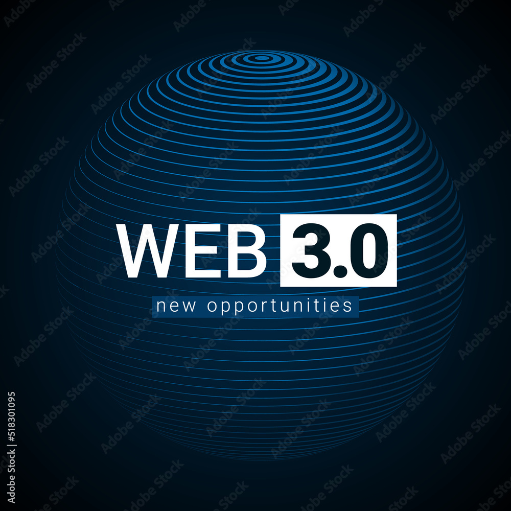 Poster web 3 world technology digital background. web3 planet future internet new version blockchain metave