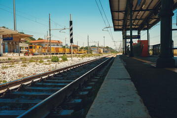 Fototapeta na wymiar Typical rural train station in Italy.