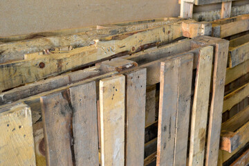 old Wooden pallets stack for recycling background