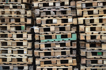 old Wooden pallets stack for recycling background