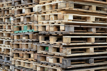 old Wooden pallets stack for recycling background