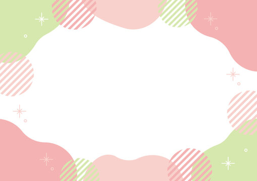 抽象的　フレーム 　ピンク　黄緑　春カラー