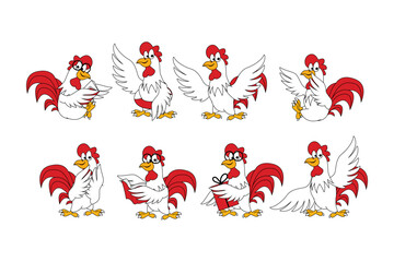 cute rooster animal cartoon graphic © Curut Design Store