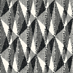 Monochrome Ikat Textured Broken Geometric Pattern