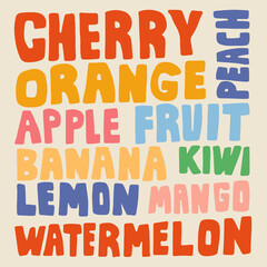 Hand Drawn Fruit Names Lettering Design