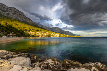 Brela croatia skyline aerial view coast old town city