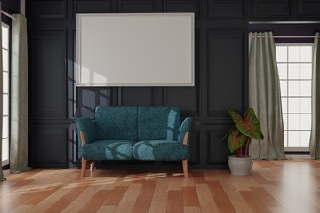 living room picture frame interior design 3d rendering 