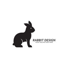 Fototapeta premium Rabbit illustration on black background. Negative space design. Vector icon template for your logo or corporate identity.