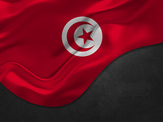 Tunisia Flag in Metal Style