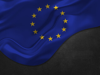 European Union Flag in Metal Style