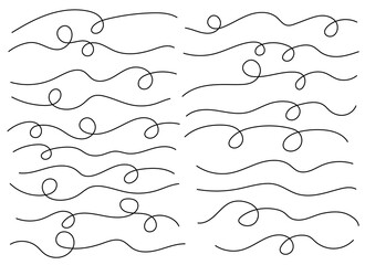 Hand drawn curved line shape.  Curved line icon collection. Vector illustration isolated on white background