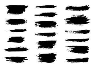 Set of grunge paintbrush. Ink stroke brush. Vector illustration