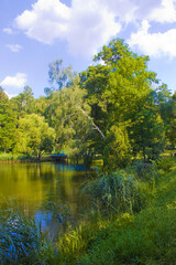 Fototapeta na wymiar Landscape with a lake in State Park Trostianets in Chernigov region, Ukraine 
