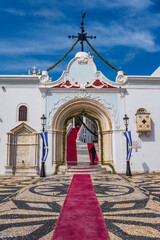 Exterior view of Panagia Megalochari church or Virgin Mary in Tinos island. It is the patron saint of Tinos and considered as the saint protector of Greece