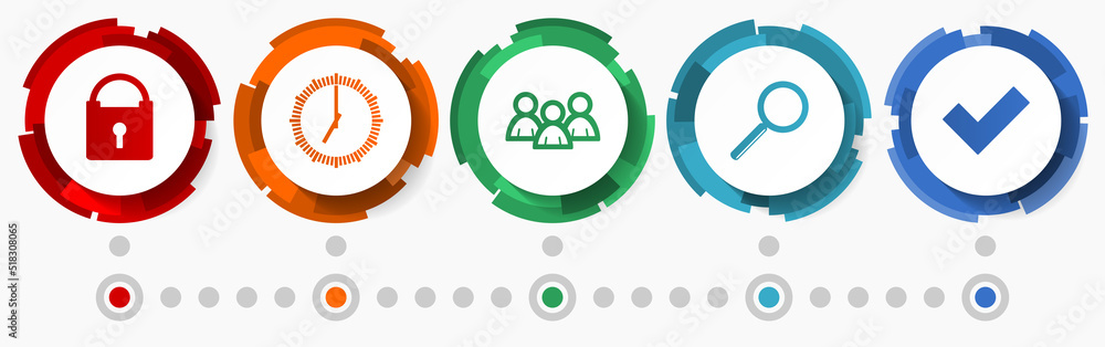 Poster Internet concept vector icon set, flat design web buttons, infographic template