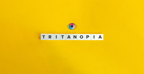 Tritanopia Banner. Blue-yellow Colour Blindness. Letter Tiles on Yellow Background. Minimal...