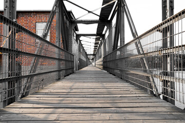 Weir bridge Wieblingen in Heidelberg. Weir on the Neckar. Pedestrian and bike path. - obrazy, fototapety, plakaty