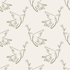 Materiał do szycia Gentle kind seamless pattern. Peace, love, self care concept. Good for natural cosmetics, organic food and more.