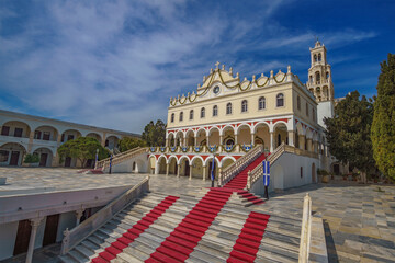 Obraz premium Exterior view of Panagia Megalochari church or Virgin Mary in Tinos island. It is the patron saint of Tinos and considered as the saint protector of Greece
