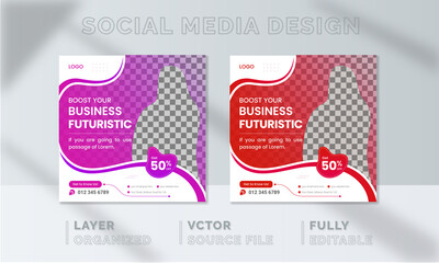 Creative Business social media post, Webinar social media template collection. Modern business banner, Creative Digital Marketing design. Square Flyer Template with Editable, Instagram post story web 