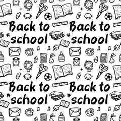 Seamless pattern of elements on the school theme
