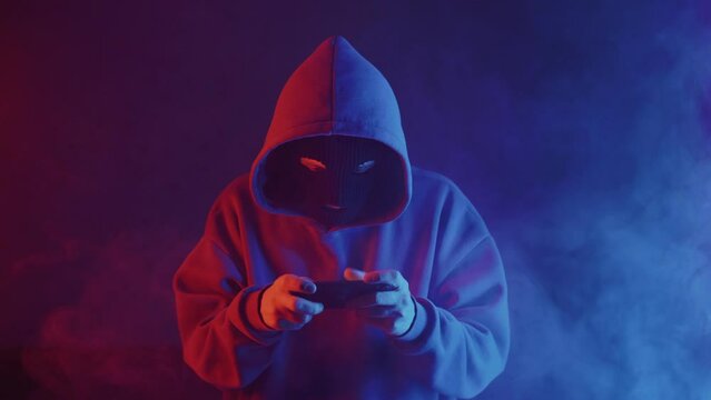 phone hacker in a mask