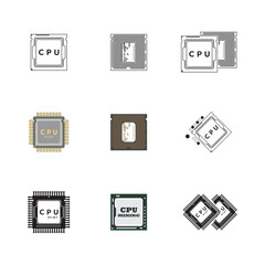 CPU (central processing unit) icons  illustration.design inspiration  Vector template.