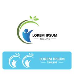 Obraz premium People success Logo with star vector illutration