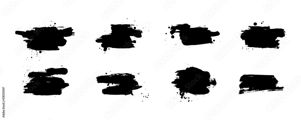 Poster chinese style abstract brush strokes. set of black ink strokes on white paper. graphic design elemen