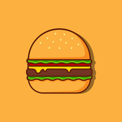 Cartoon burger illustration. Vector image.