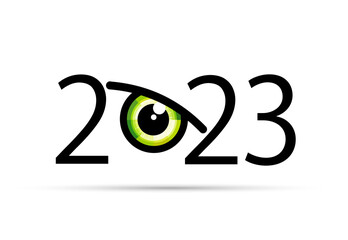 Obraz premium Happy new year 2023. 2023 with vision eye icon 