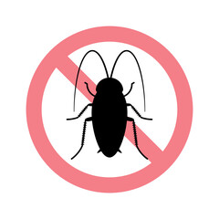 ゴキブリ駆除のアイコン　ゴキブリのシルエットと禁止マーク