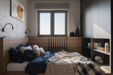 Small and comfortable bedroom with window
