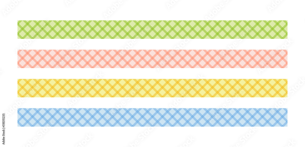 Poster a set of decorative border line illustrations with a colorful check pattern.