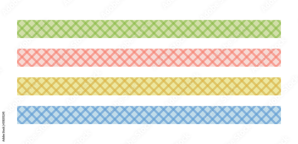 Poster a set of decorative border line illustrations with a colorful check pattern.