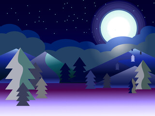 The night view in the deep forest from the beautiful color gradation, suitable for practice work for further development in the wall-patterned background in front of the children's cup and plate.