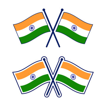 交差したインド国旗のアイコンセット