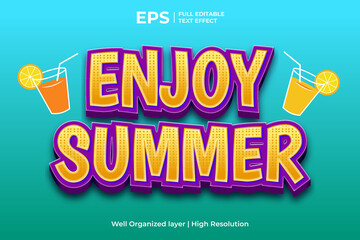 Enjoy summer 3d editable text effect in summer theme gradient style 