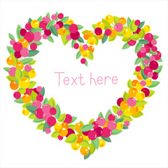 Heart shaped wreath of berries template