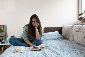 Young lazy business woman called to work and lies that she is sick so that she would not have to go...