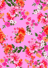 Naklejka na ściany i meble mixed floral print design on plain base