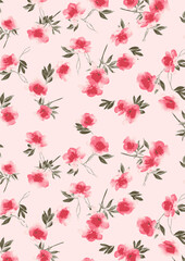 mixed floral print design on plain base