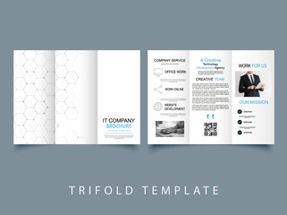 TRI-FOLD IT company brochure. Creative tri fold brochure design. corporate business template