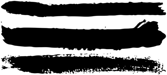 Set of different abstract shapes, smears and prints. Black design elements isolated on white background. Seamless pattern for creating style. Decoration template, brush strokes for design styling