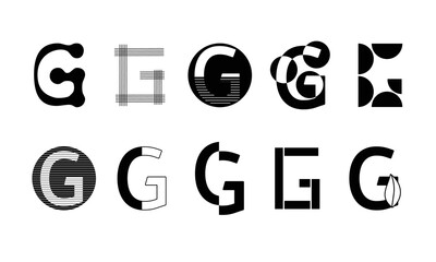 Monogram set Logos with the letter G, collection