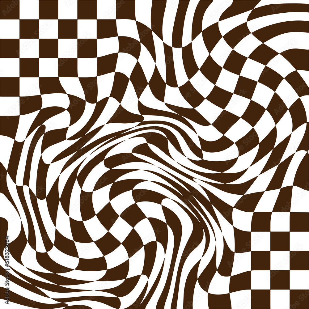 Poster checkered background with distorted squares. abstract retro banner backdrop with distortion. chess p