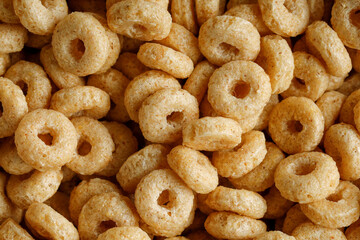 Cornflakes rings close-up Top view