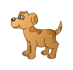 A flat illustration of a dog in light brown with spots, isolated on a white background.